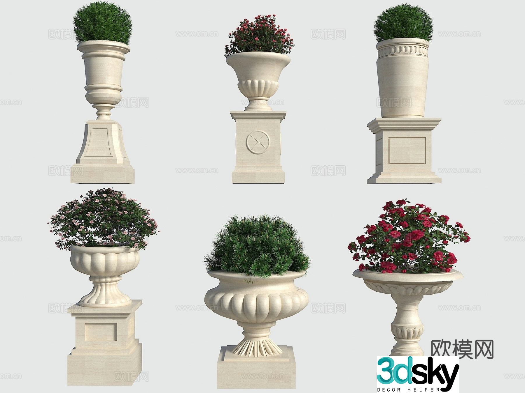 Modern European flower pots flower beds modern flower pots potted plants outdoor flower boxes green plant pots plant 3D models