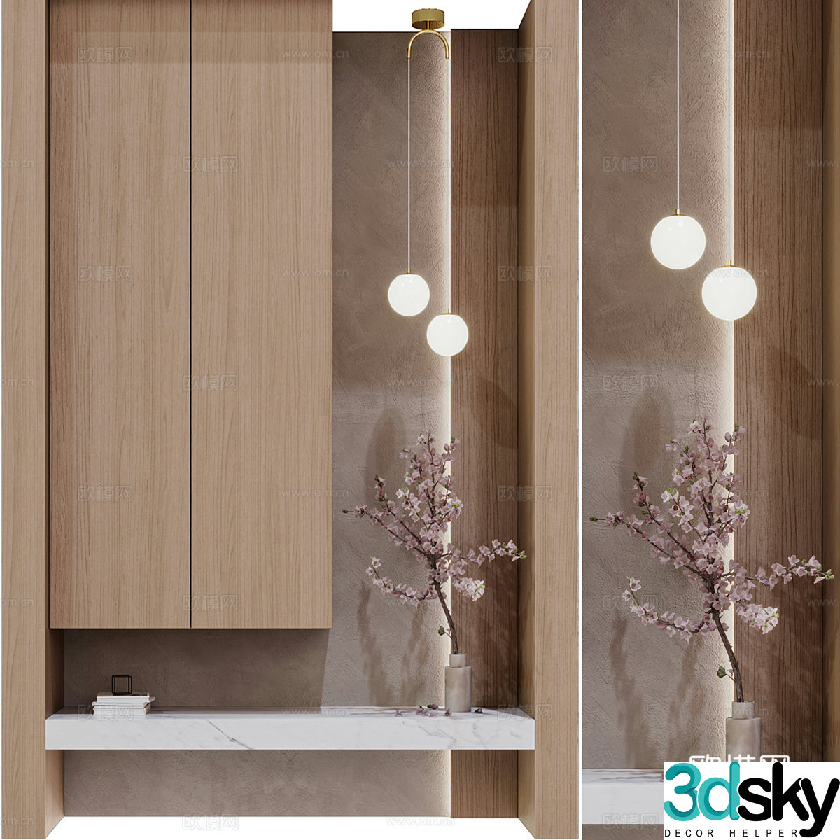 New Chinese style entrance shoe cabinet 3D model