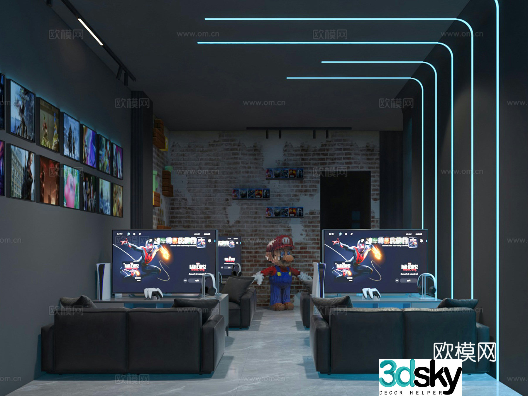 Modern entertainment console game experience hall 3D model