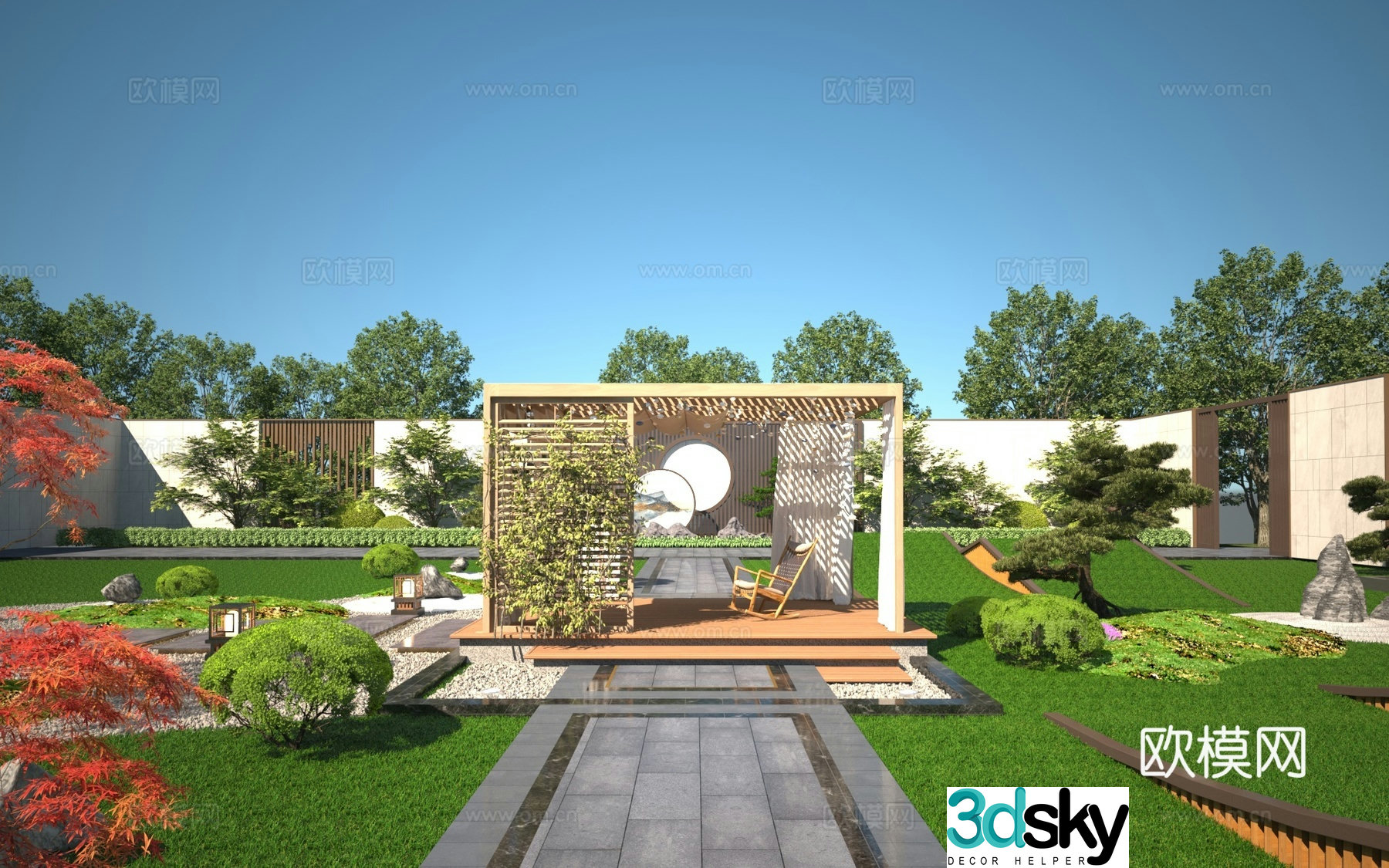 New Chinese style courtyard 3D model