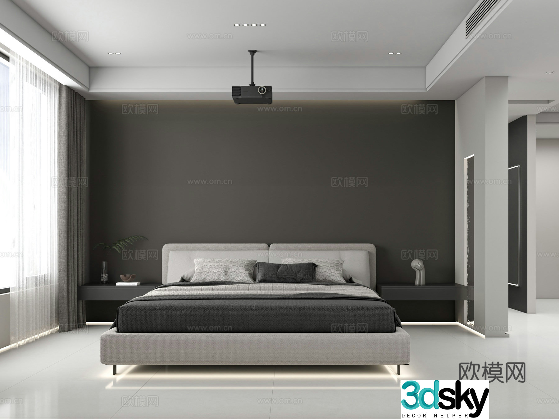 Modern villa master bedroom cloakroom wine cabinet 3d model