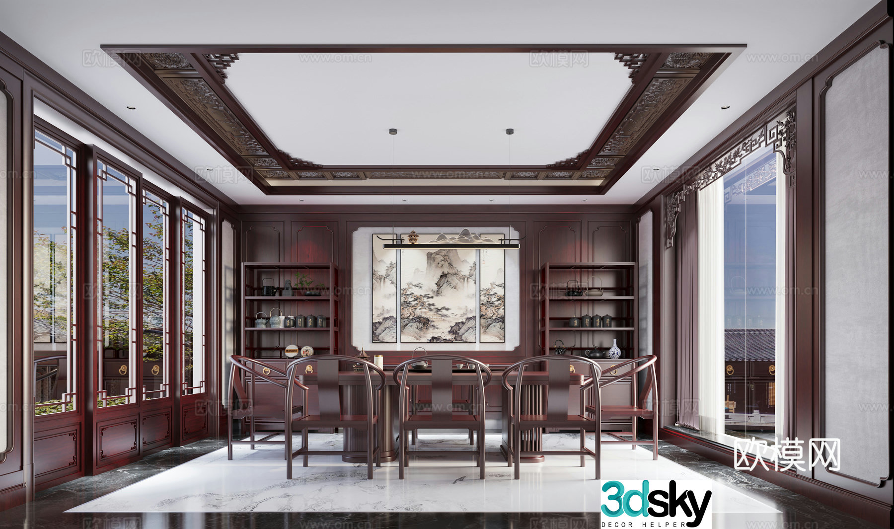 Chinese -style tea room 3D model