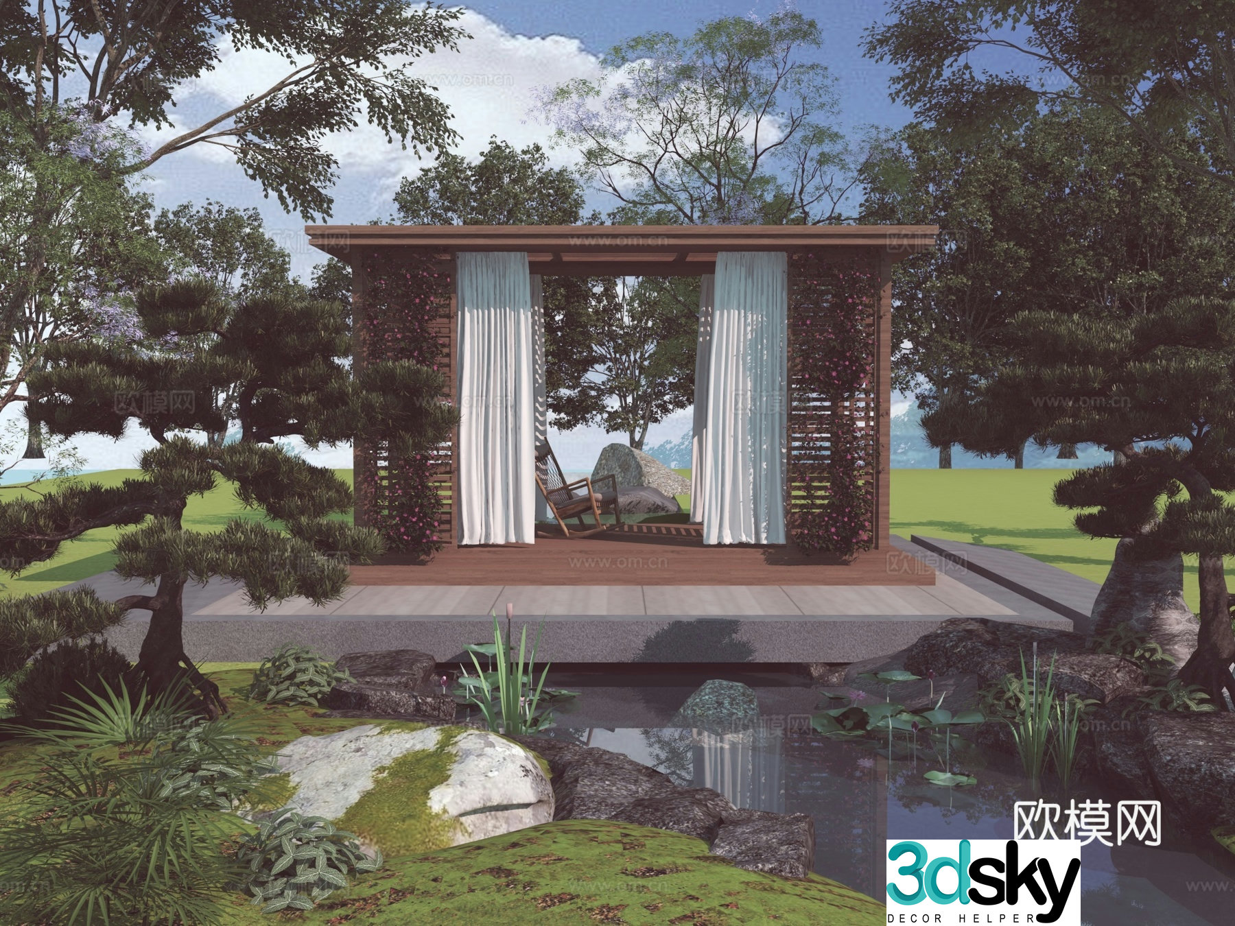 New Chinese -style pavilion 3D model