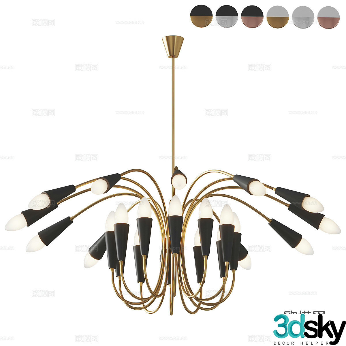 Modern light luxury chandeliers 3D model