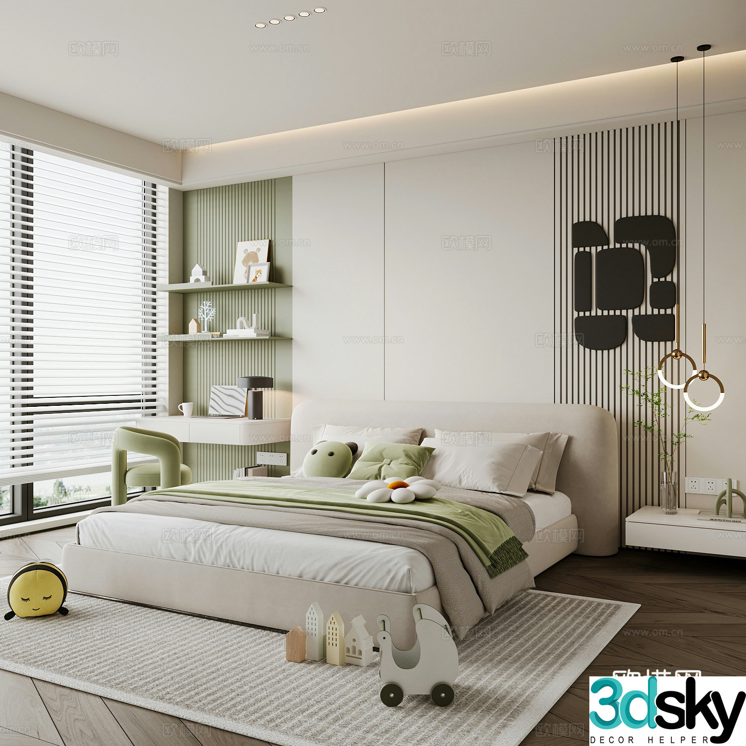 Modern children’s room boy’s room girl’s room children’s bed children’s wardrobe children’s desk 3d model