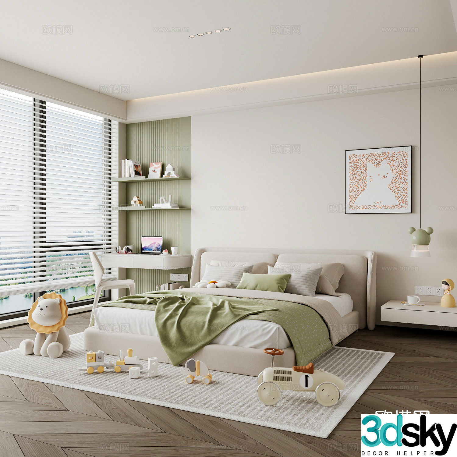 Modern children’s room boy’s room girl’s room children’s bed children’s wardrobe children’s desk 3d model