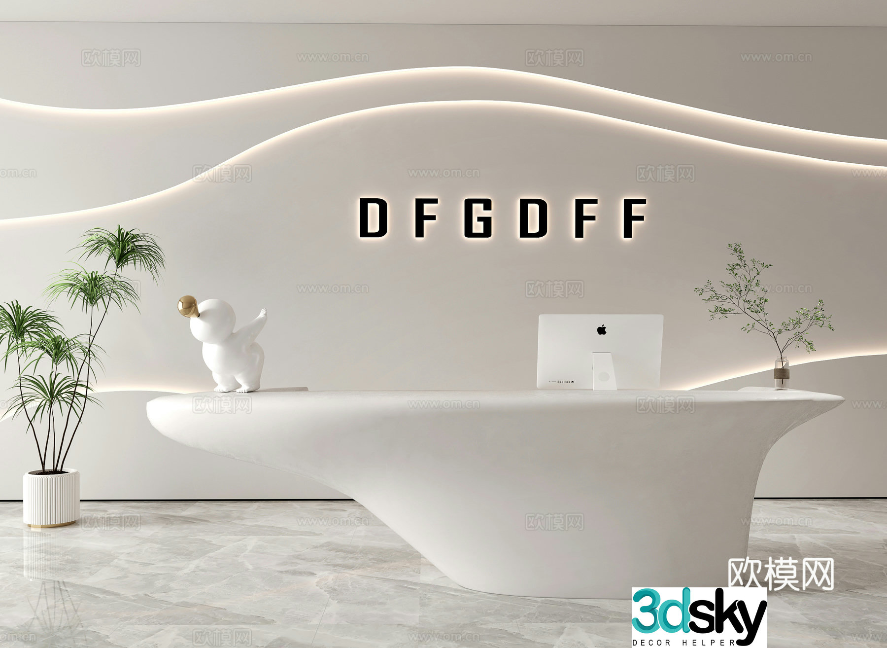 Modern simple front desk Company front desk Bar front desk Beauty salon front desk Special shape front desk Service 3D model
