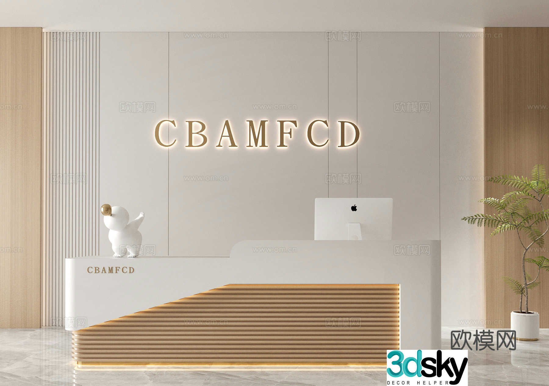 Modern front desk company front desk beauty salon front desk hotel front desk image background wall 3d model