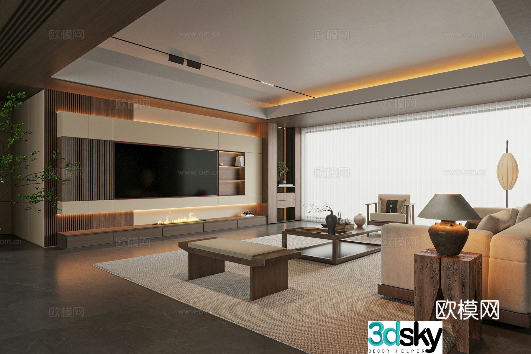 New Chinese Song style living room 3D model