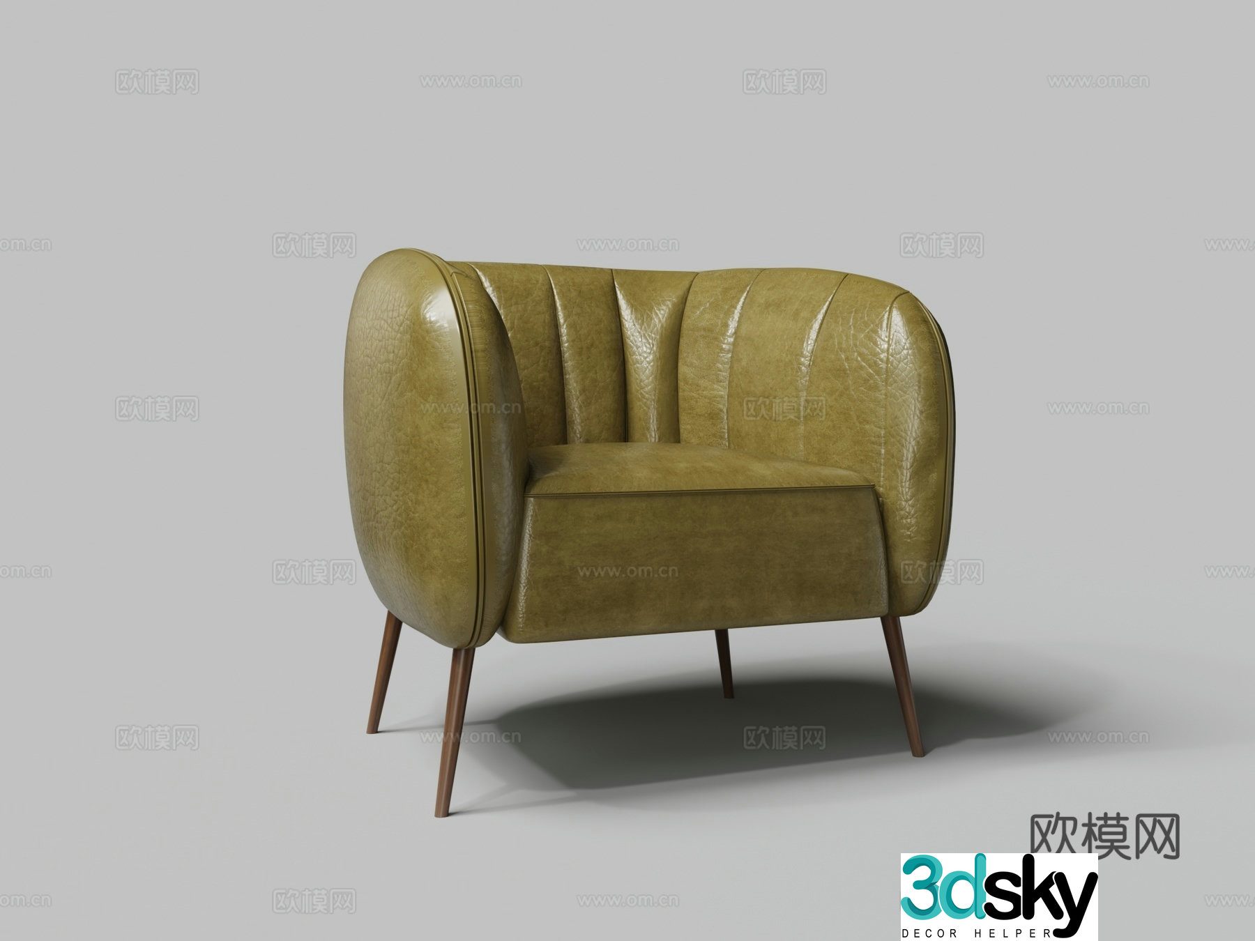 Modern single leather sofa chair 3d model