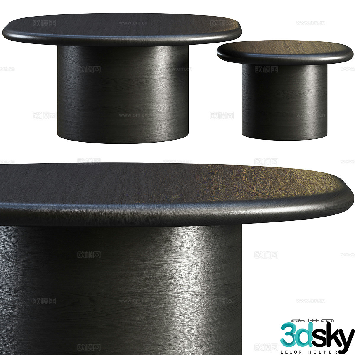 New Chinese style black wood grain coffee table 3D model