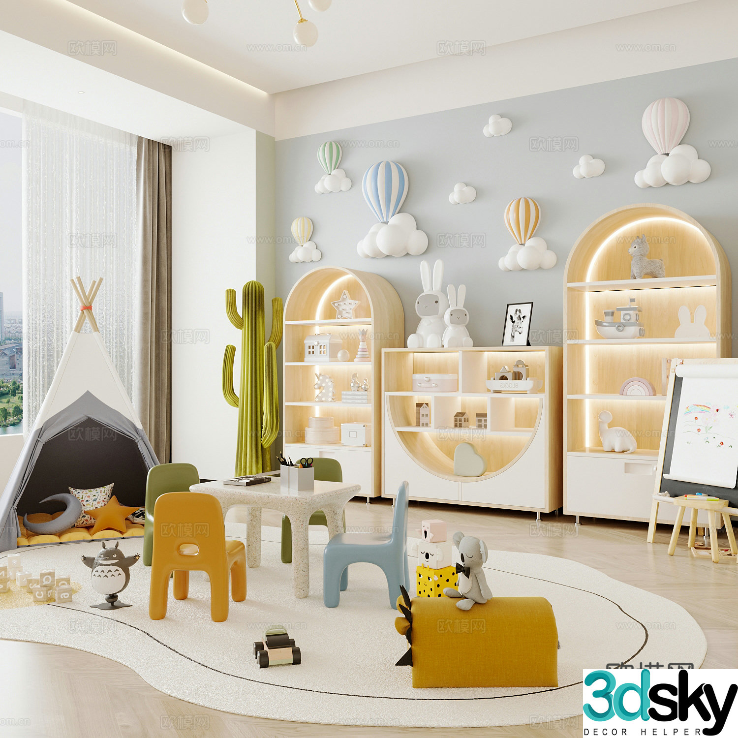 Modern children’s room boy’s room girl’s room children’s bed children’s wardrobe children’s desk 3d model