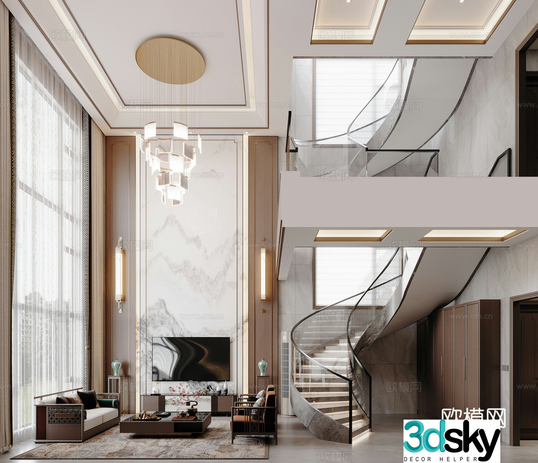 Villa living room entrance 3d model