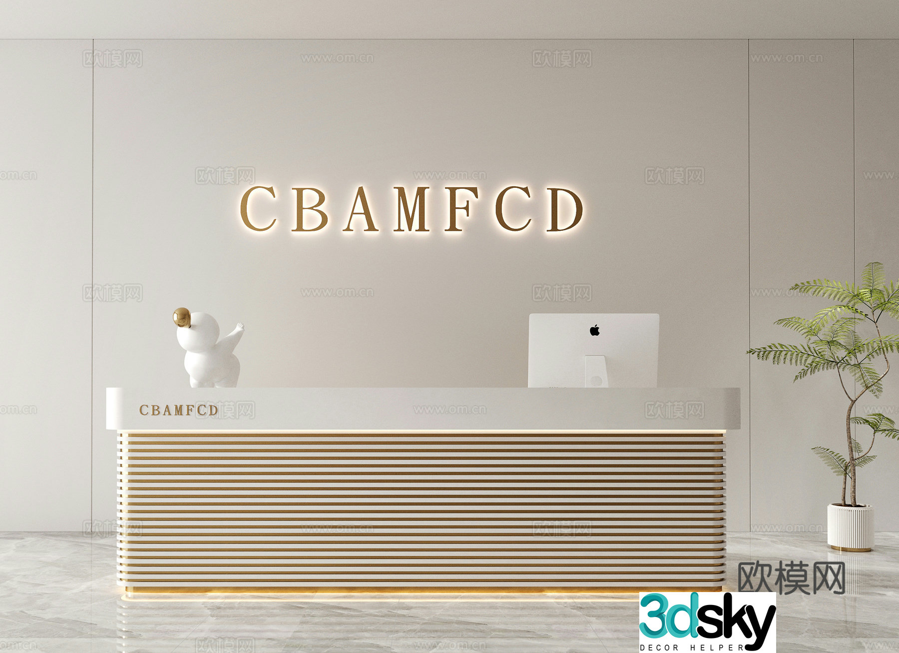 Modern front desk company front desk beauty salon front desk hotel front desk image background wall 3d model