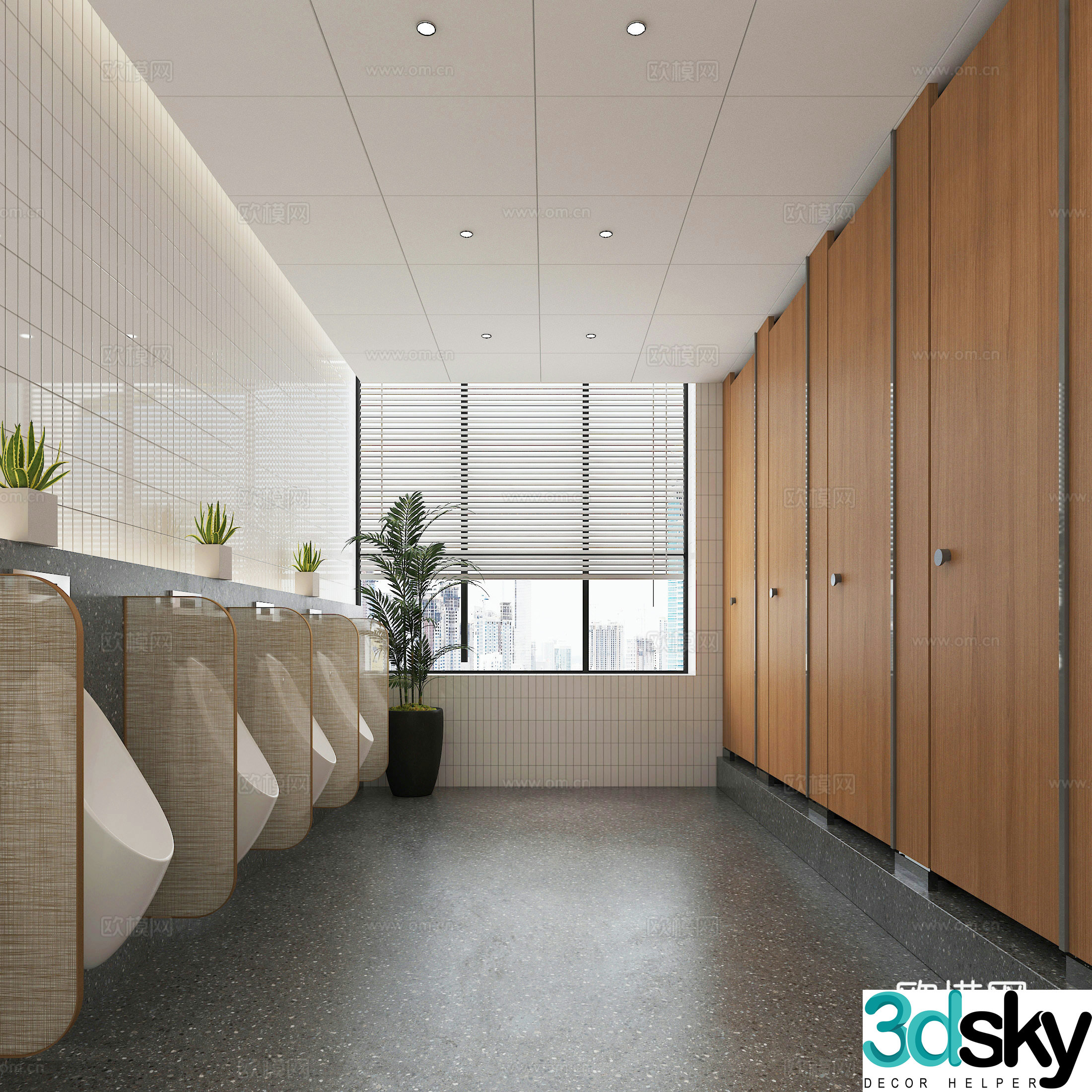 Modern public restroom 3d model