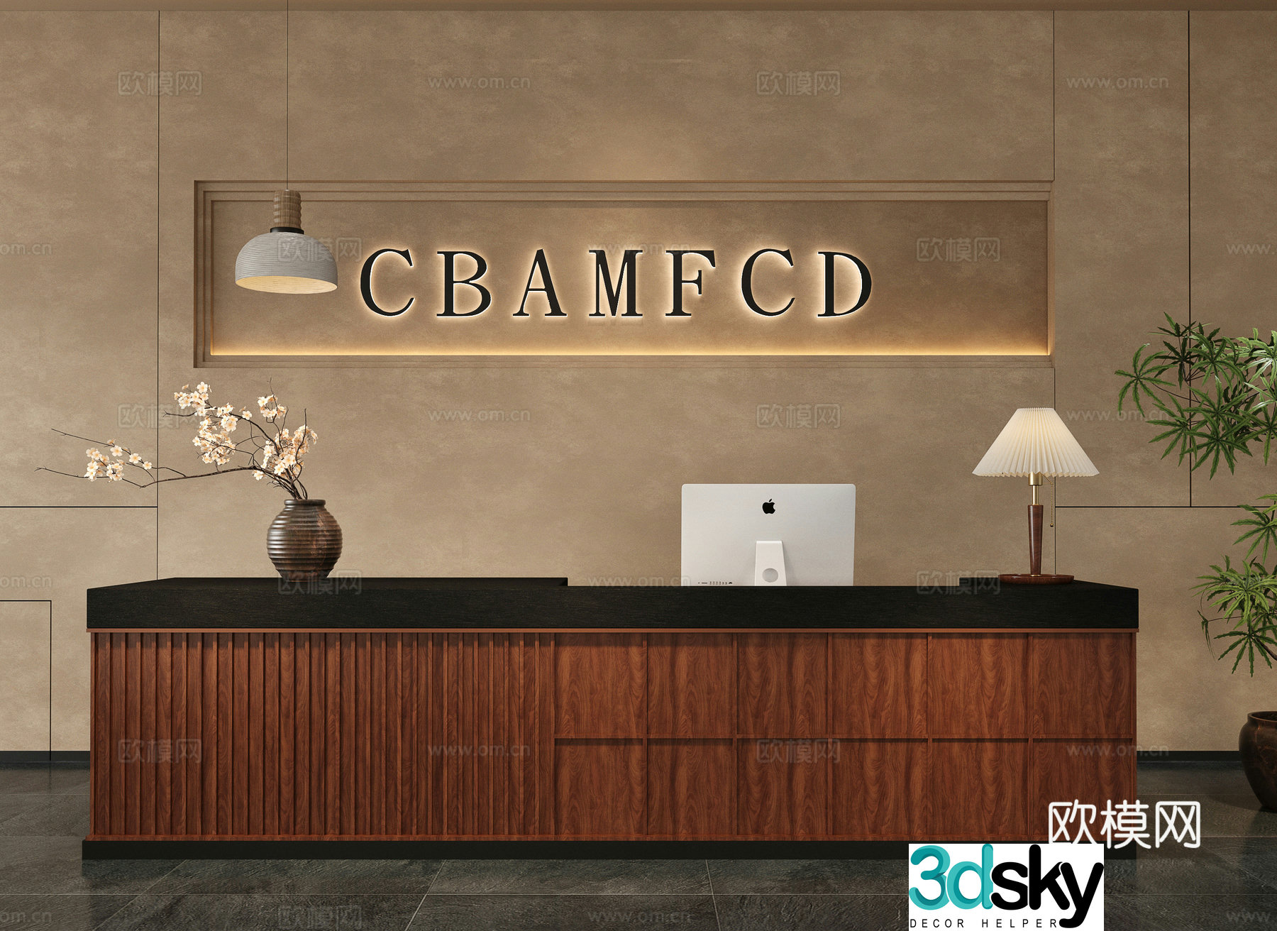 3D model of front desk front platform at the front desk of the front desk of Zhonggu front desk company