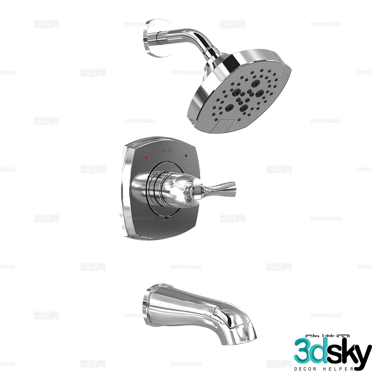 New Chinese style wall mounted shower 3d model