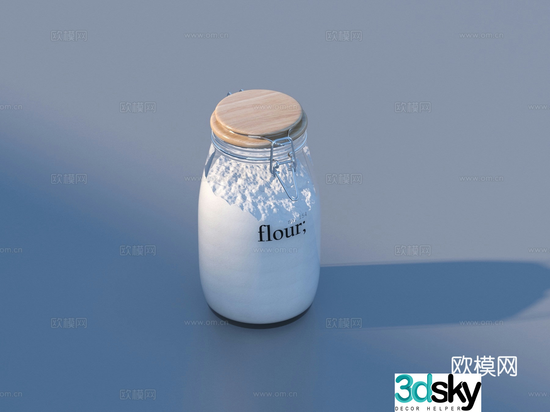 Canned glass can white sugar flour 3D model