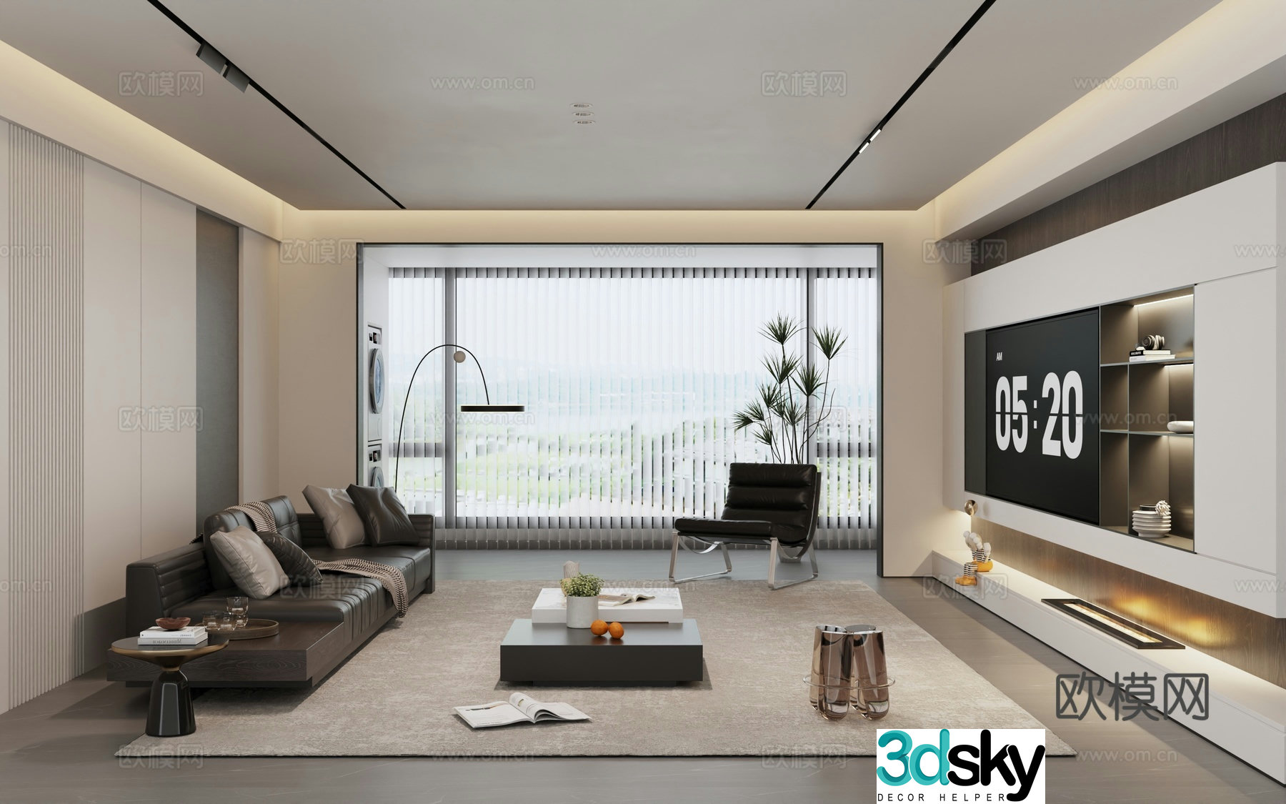 Modern Italian home leather sofa combination 3D model