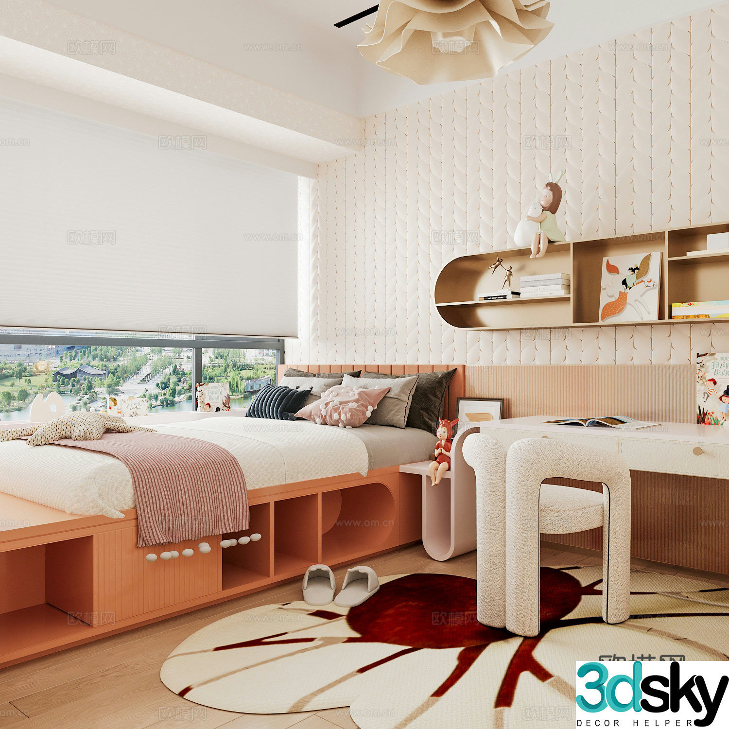 Modern children’s room boy’s room girl’s room children’s bed children’s wardrobe children’s desk 3d model