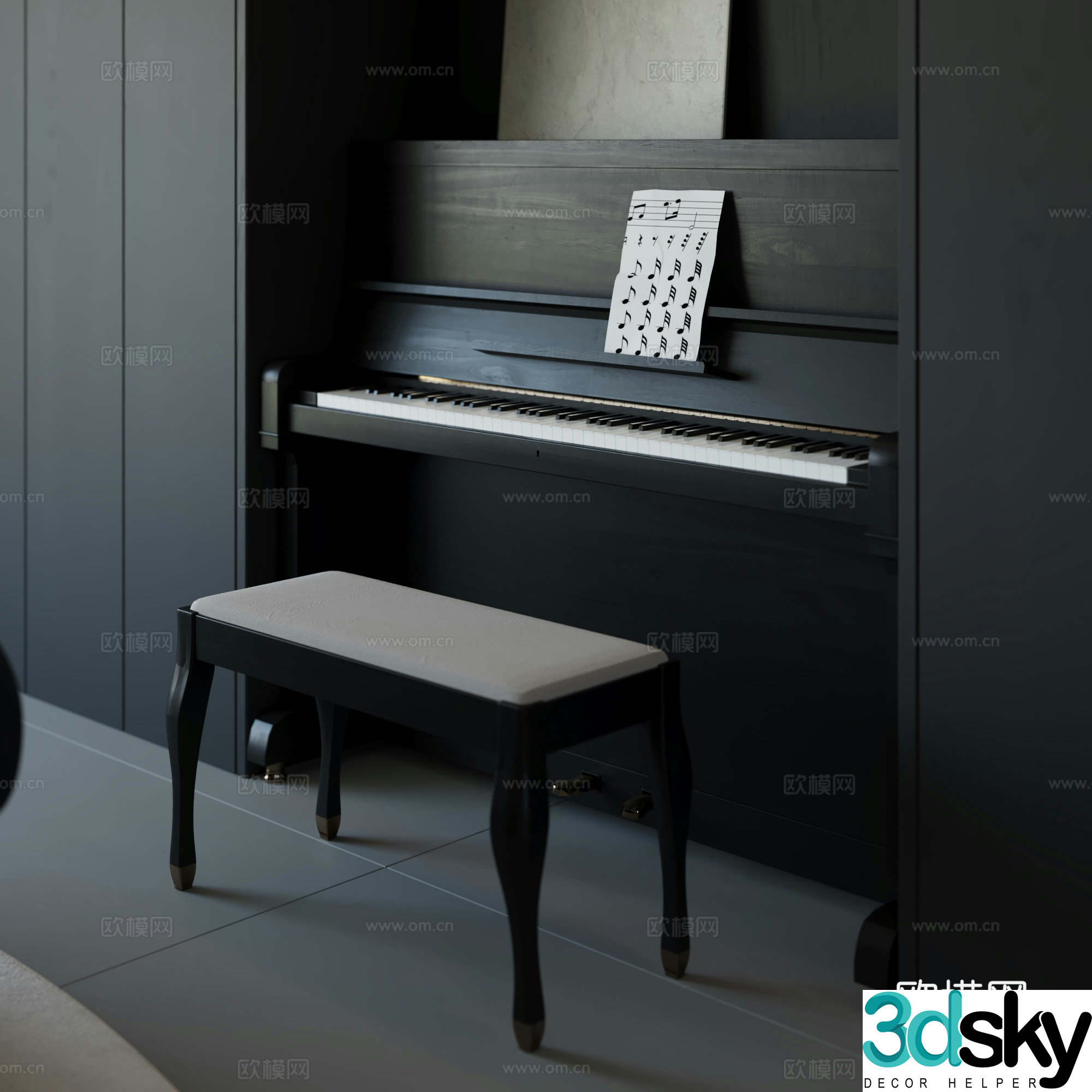 Modern piano 3d model