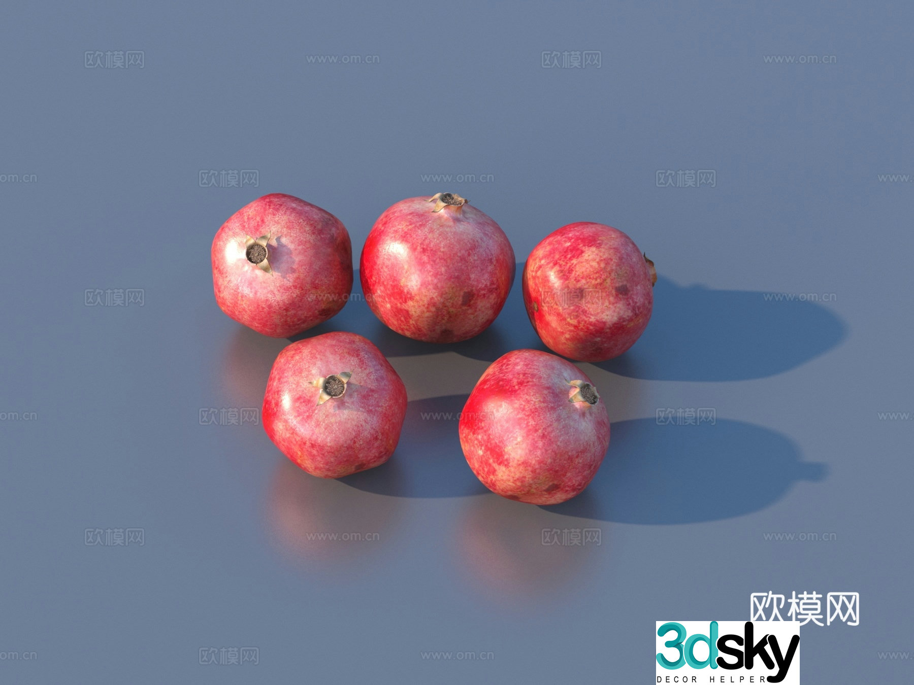 Pomegranate fruit food 3D model