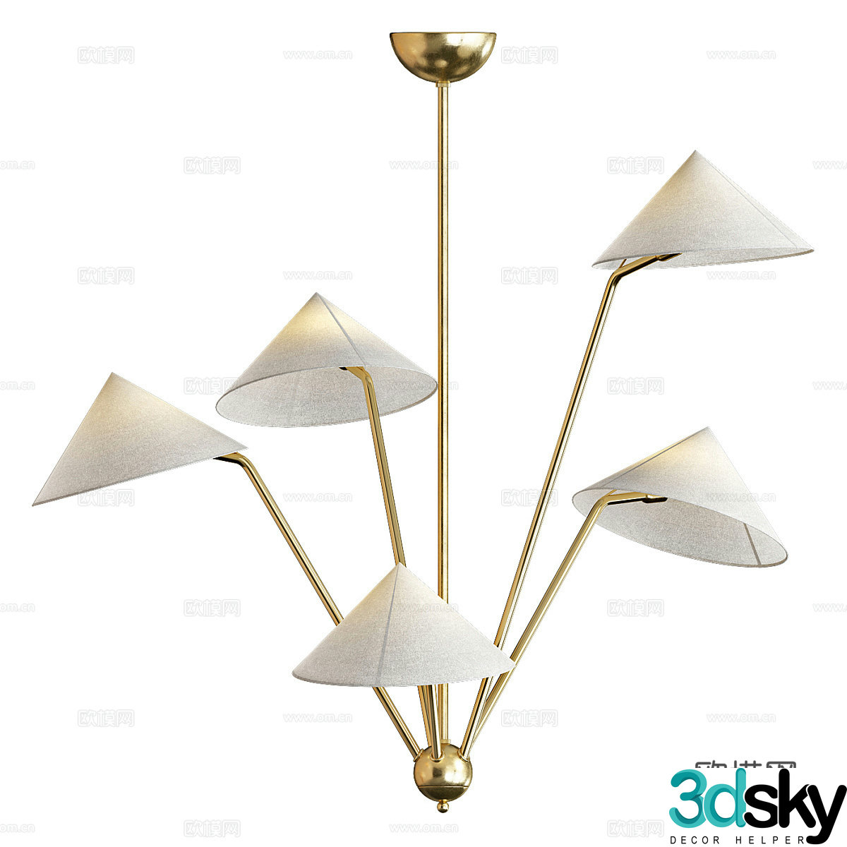 New Chinese metal chandelier 3D model