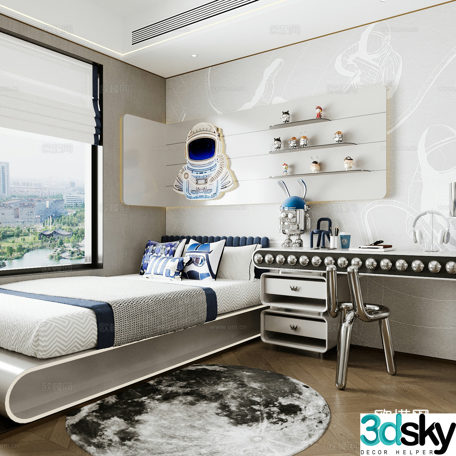 Modern children’s room boy’s room girl’s room children’s bed children’s wardrobe children’s desk 3d model