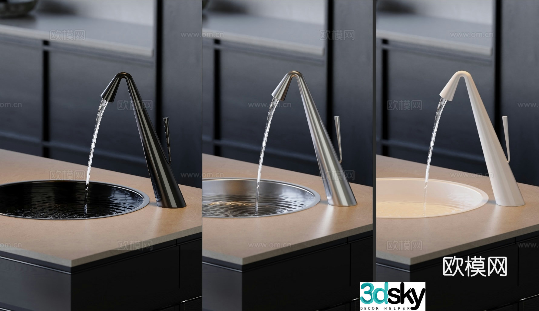 Modern art faucet basin 3d model
