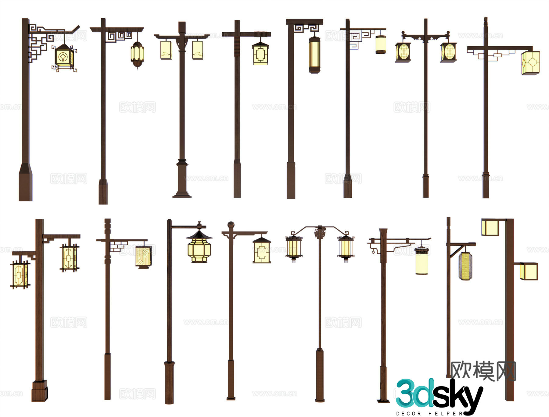Chinese street lights hanging lamp antique street lights landscape lamps decorative lamps courtyard lamps high pole lamp 3D model