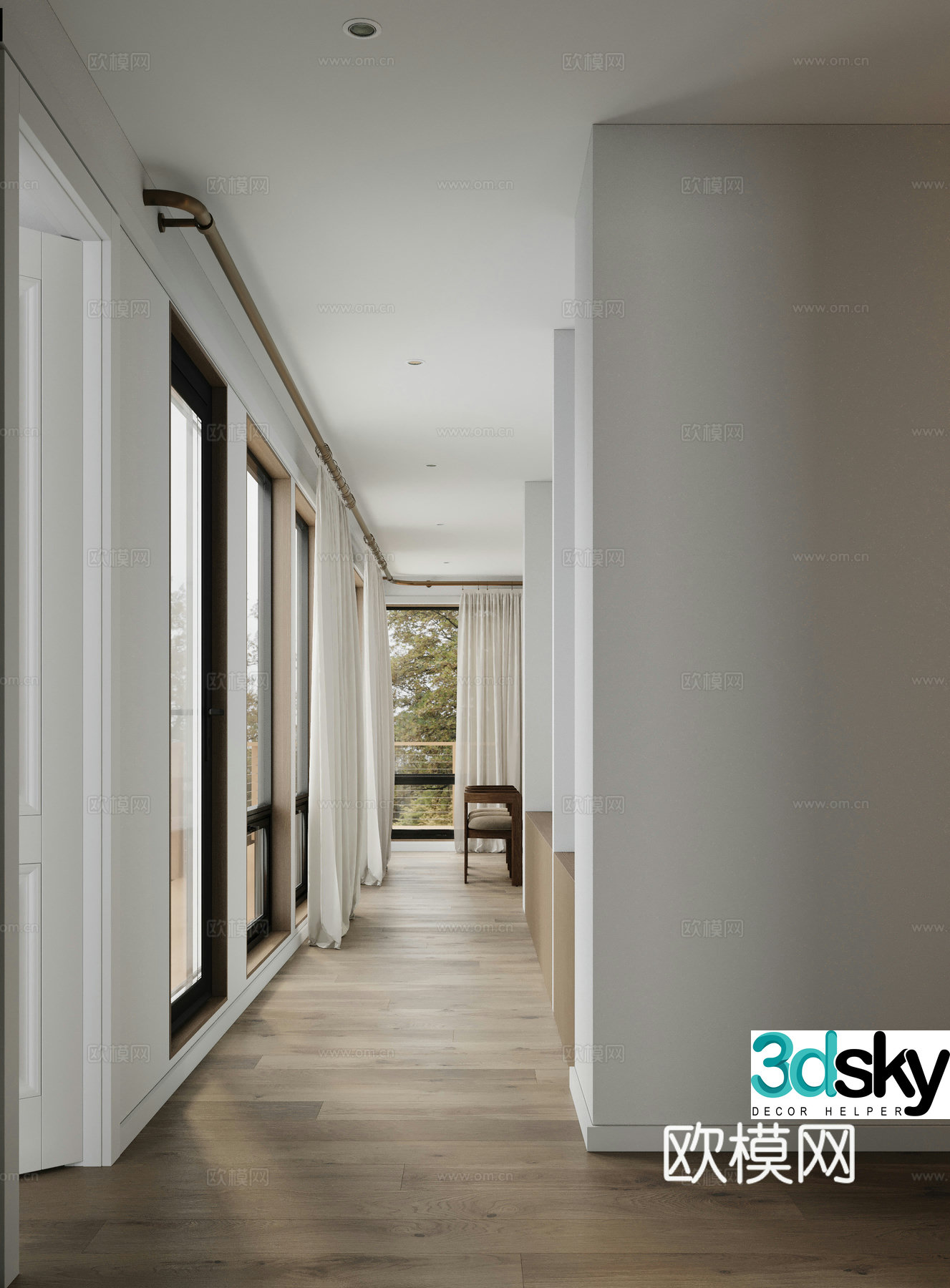 Modern balcony aisle 3d model