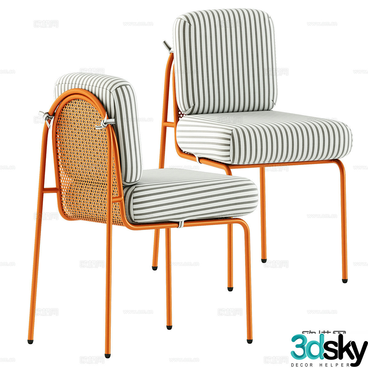 Modern creamy wind single chair 3D model