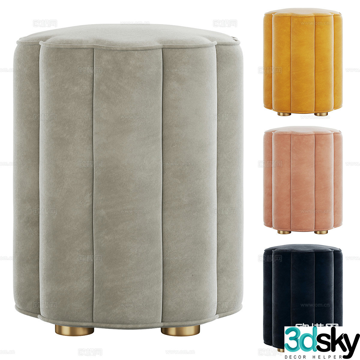 New Chinese round stool shoe change stool 3D model
