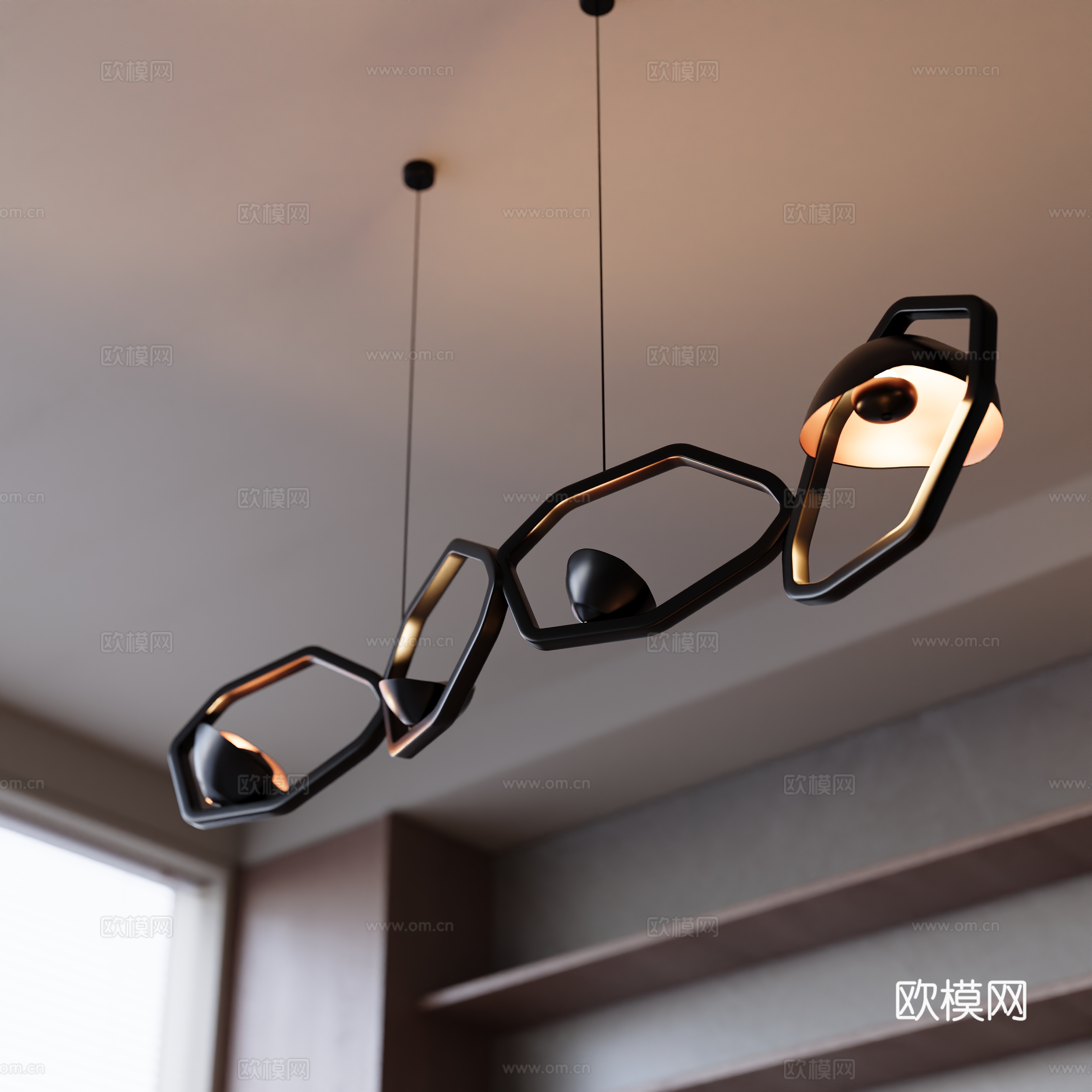 Modern shape restaurant art chandeliers 3d model