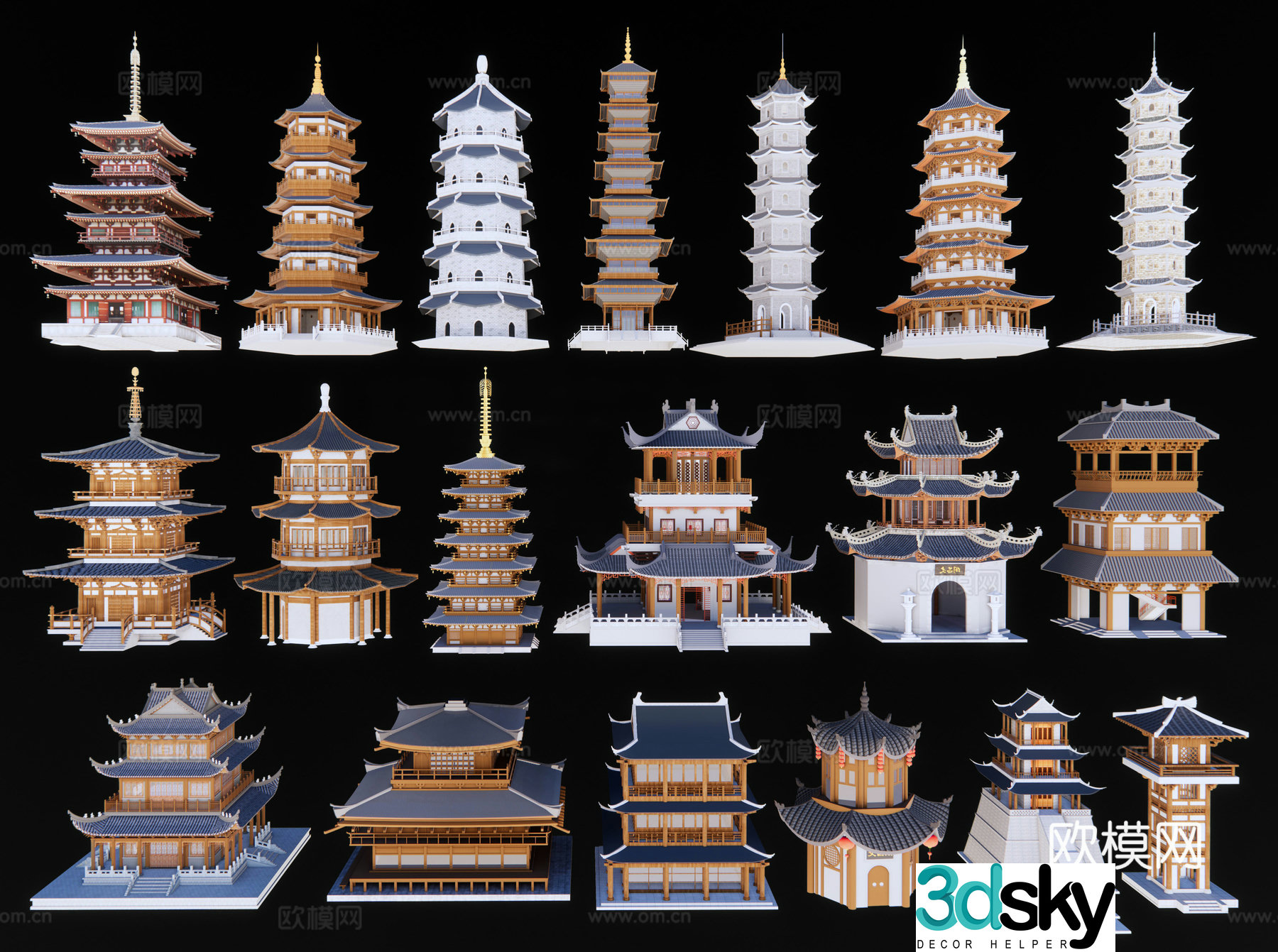 Chinese style ancient pagoda pagoda tower pagoda stone pagoda ancient building relic pagoda hidden gold pavilion temple 3d model
