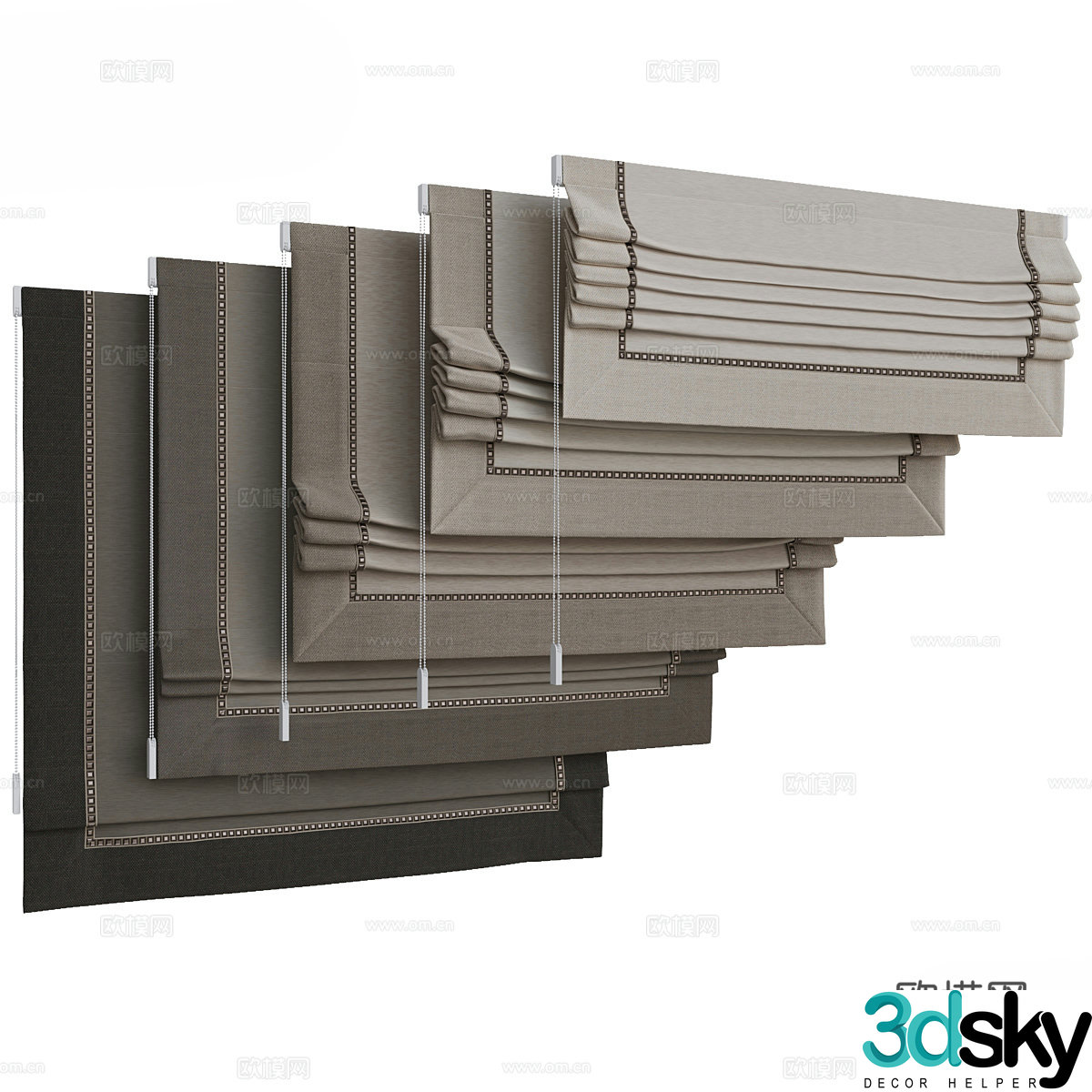 New Chinese roller blind 3D model