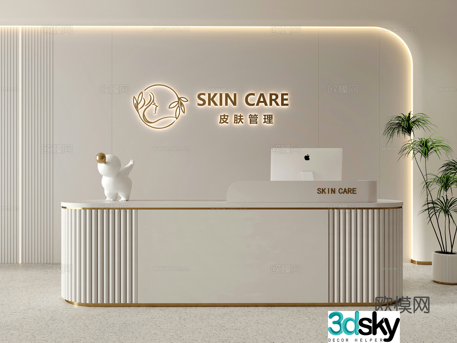 Modern cream beauty salon beauty salon front desk company front desk reception desk 3d model