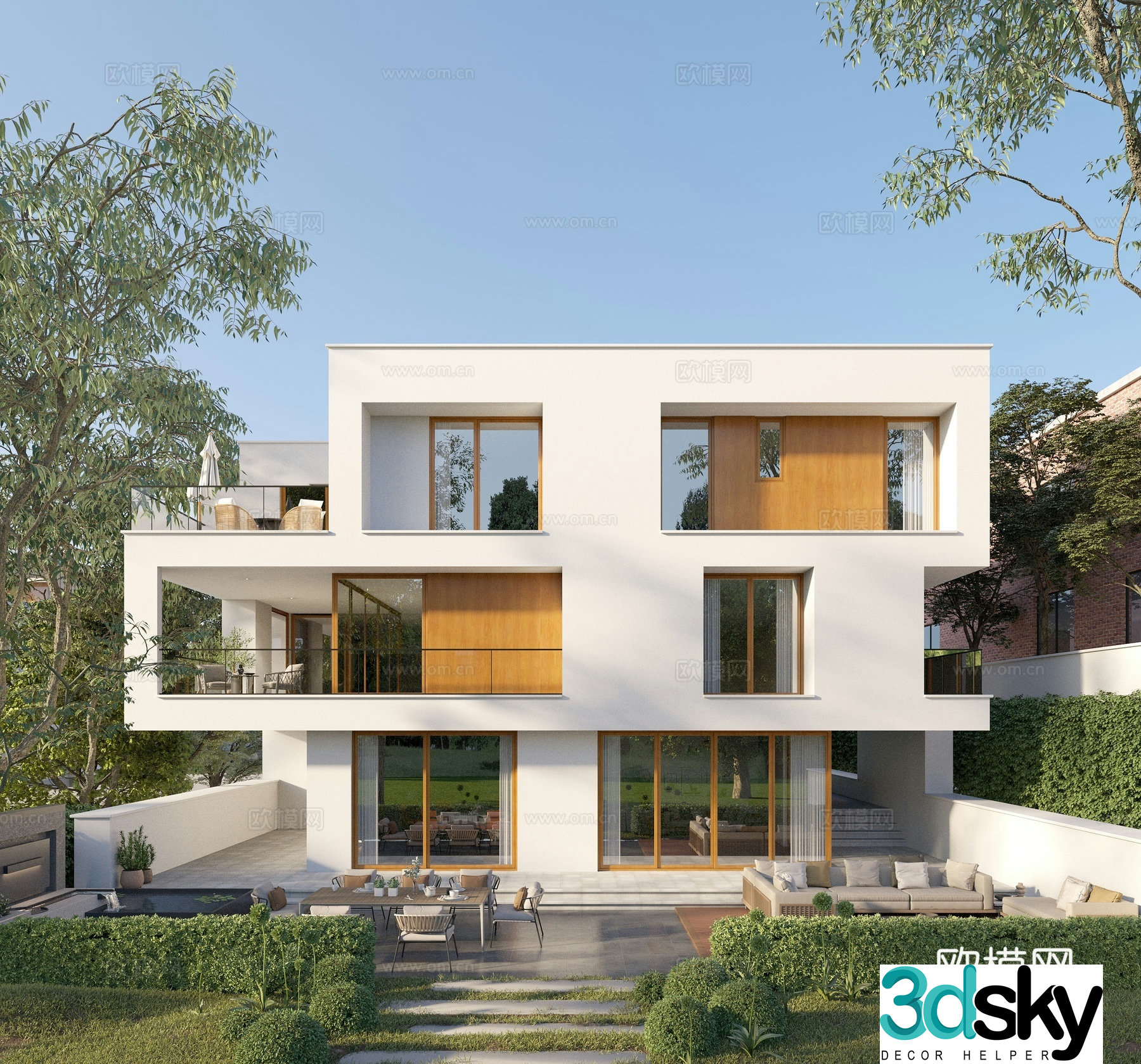 Modern villa building appearance Modern three -story villa building appearance 3D model