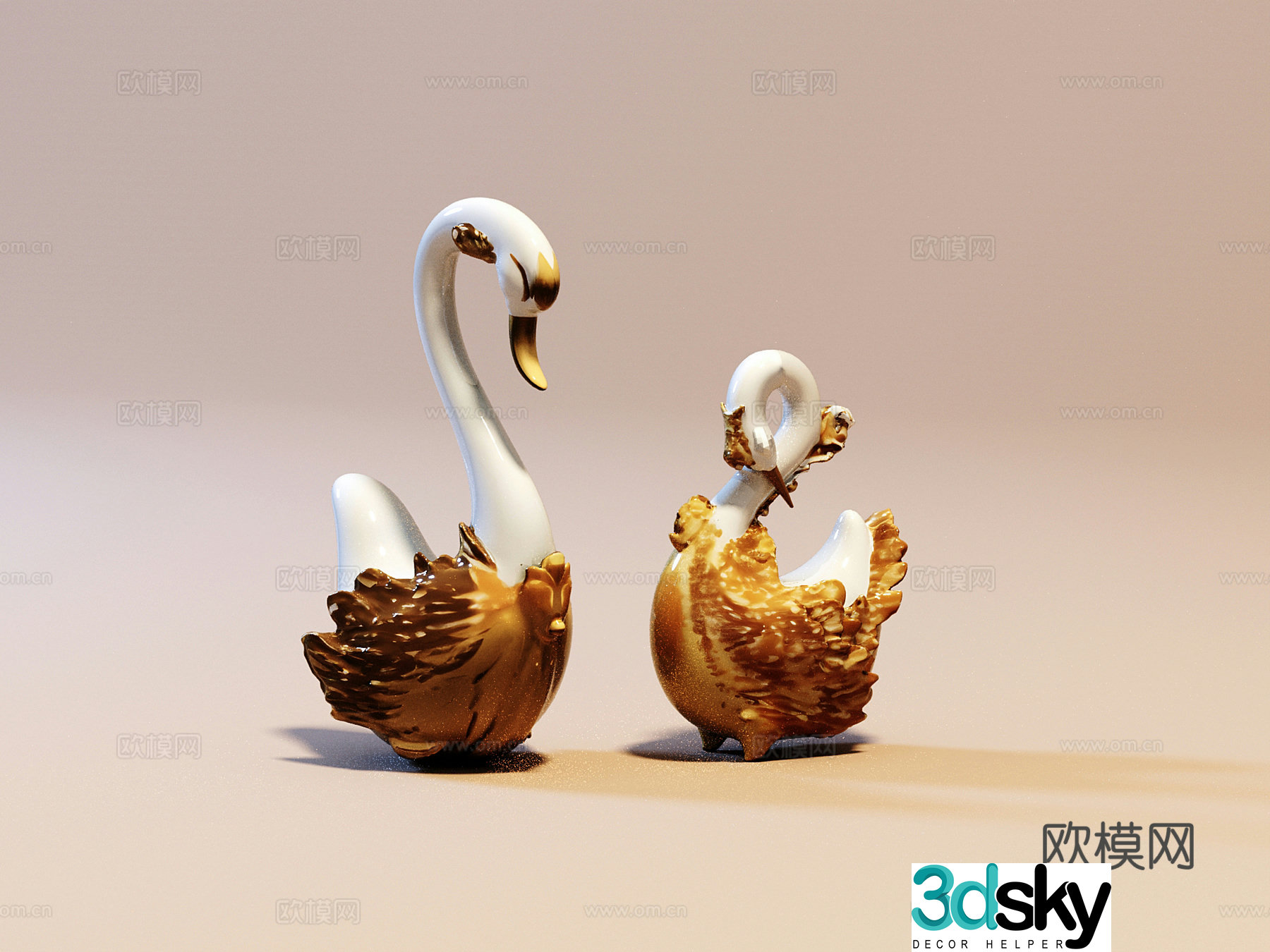 Swan jewelry ornaments 3d model