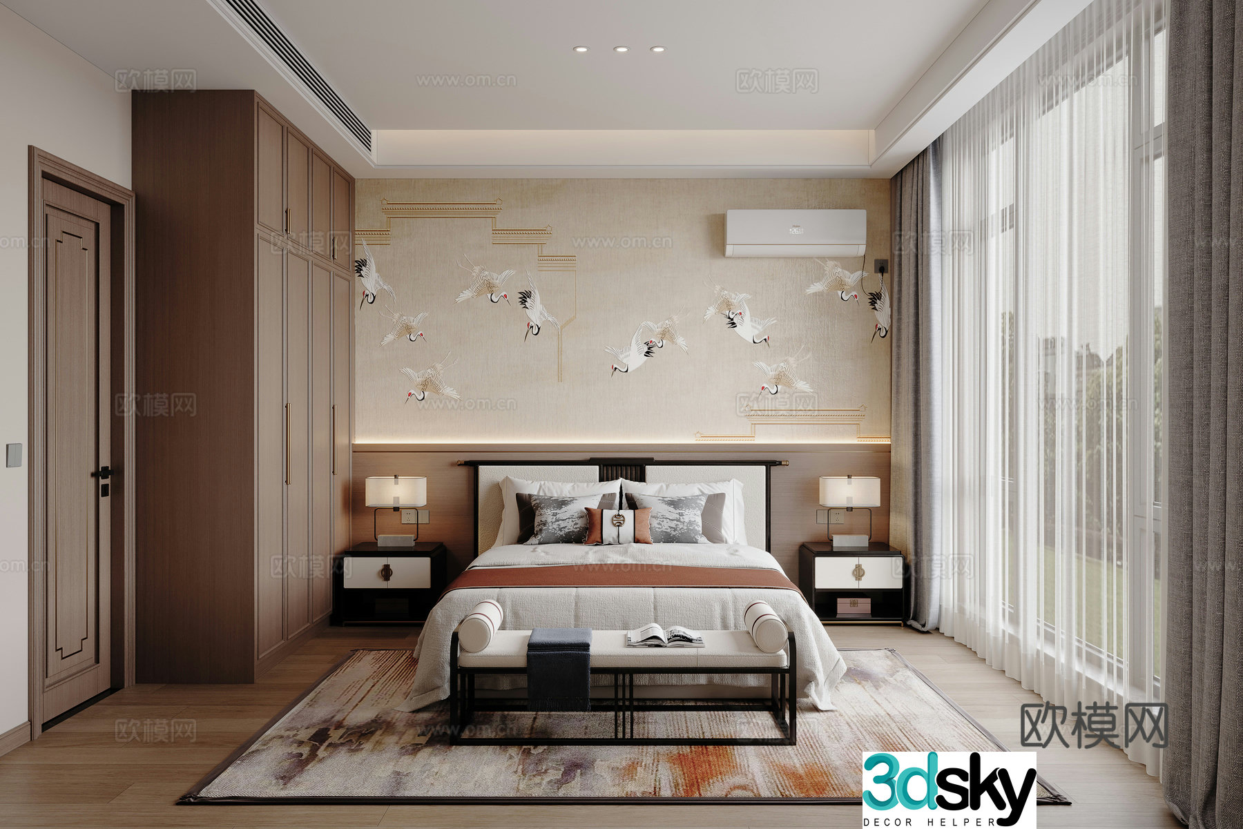 New Chinese bedroom 3D model