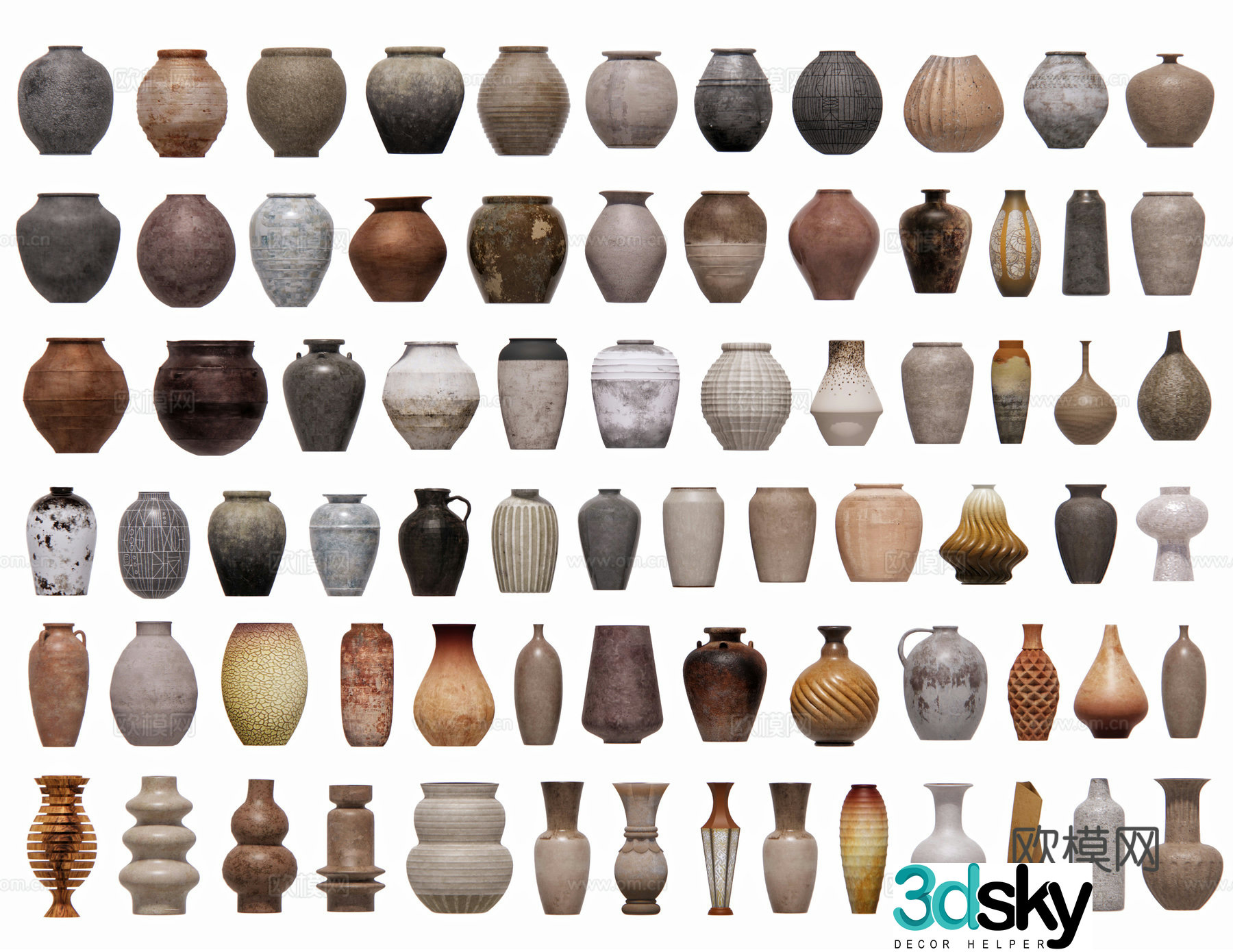 Chinese clay pot jar pot pot ceramic bottle clay pot clay pot clay pot water tank utensil 3d model