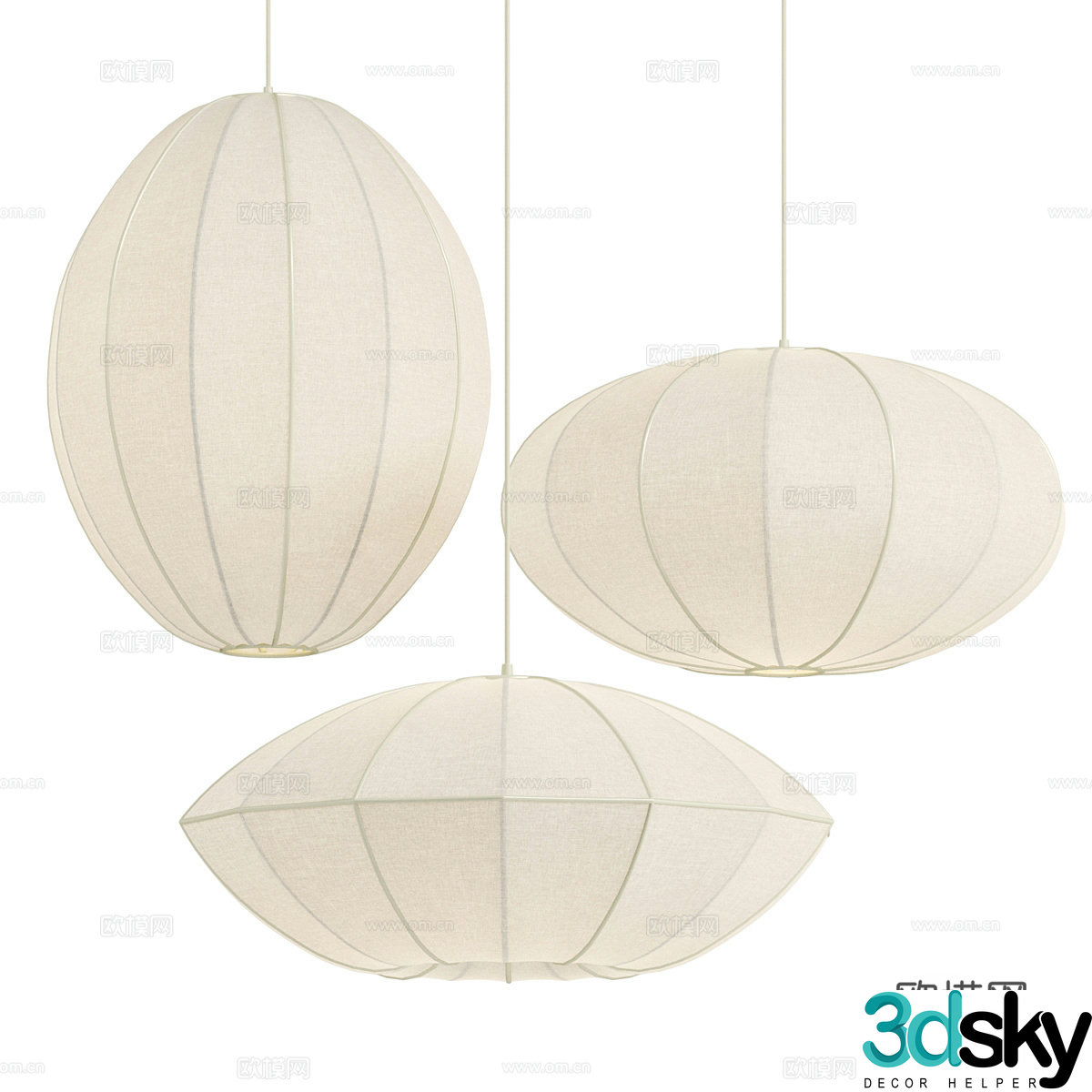 New Chinese style decorative chandelier 3D model