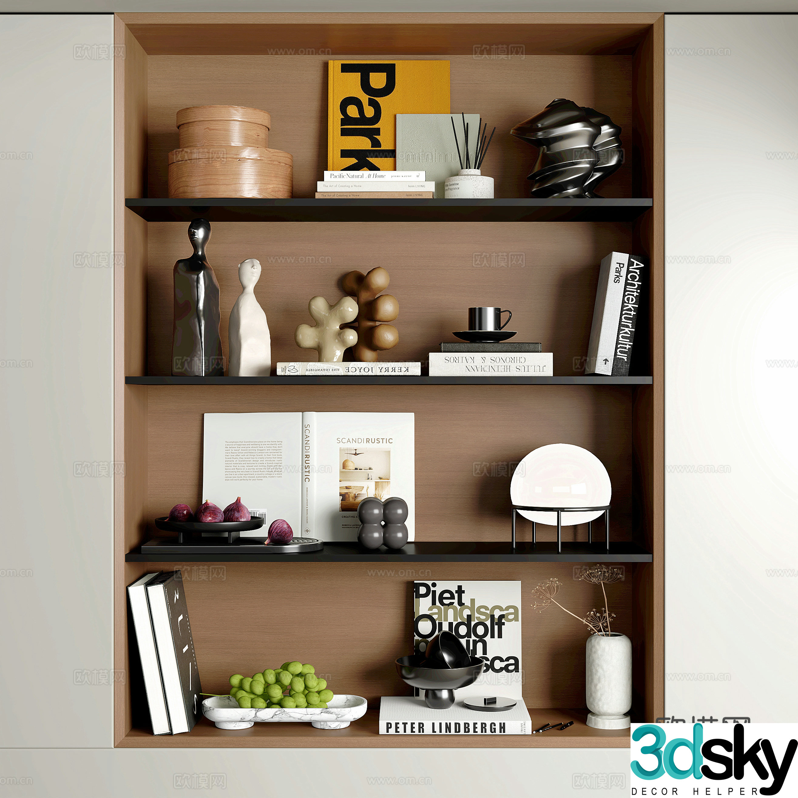 Modern ornament combination Modern decoration cabinet Bookcase ornament Art ornament Statue ornament 3D model