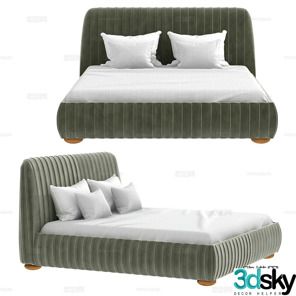 Modern french double bed 3d model