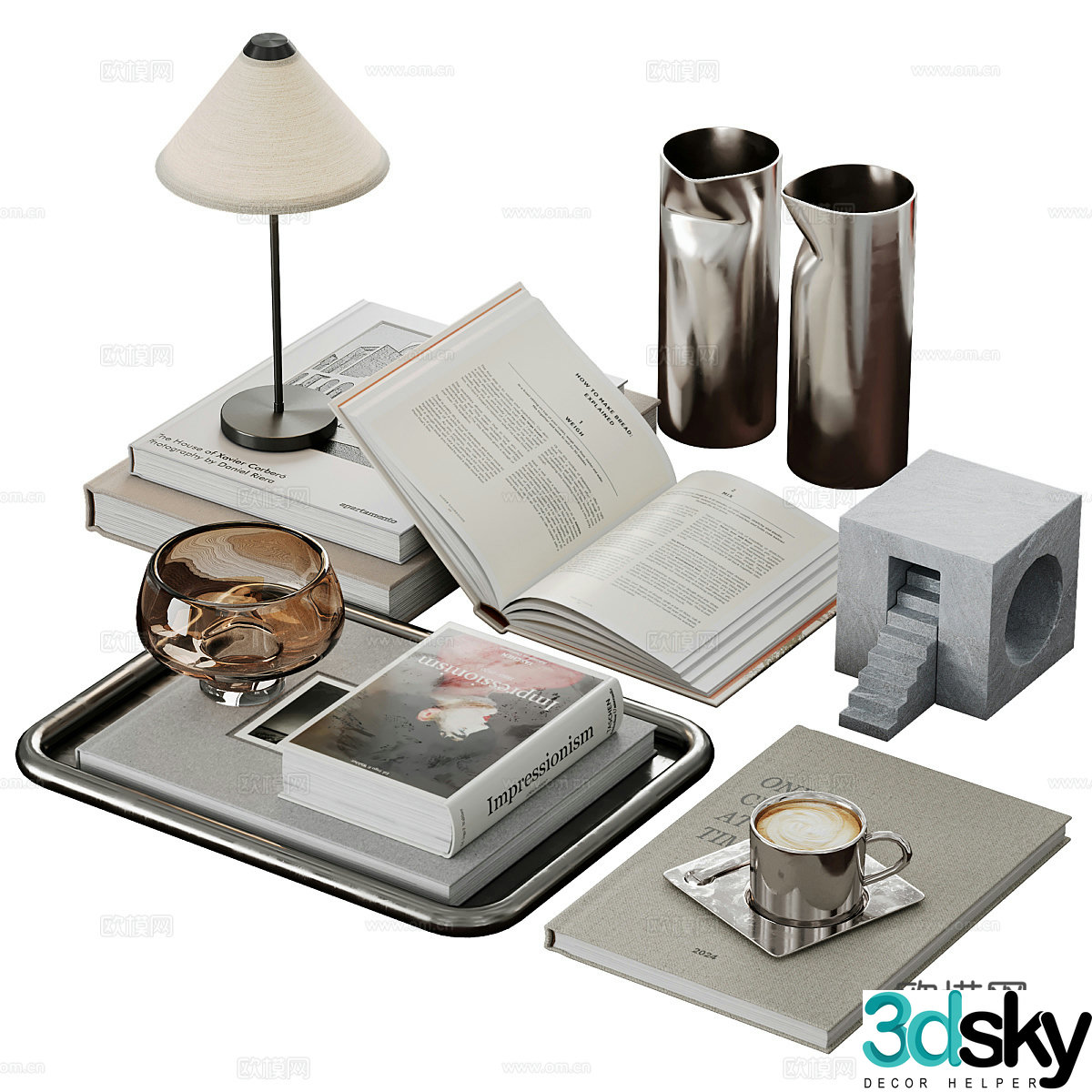 Book jewelry ornaments tray 3d model