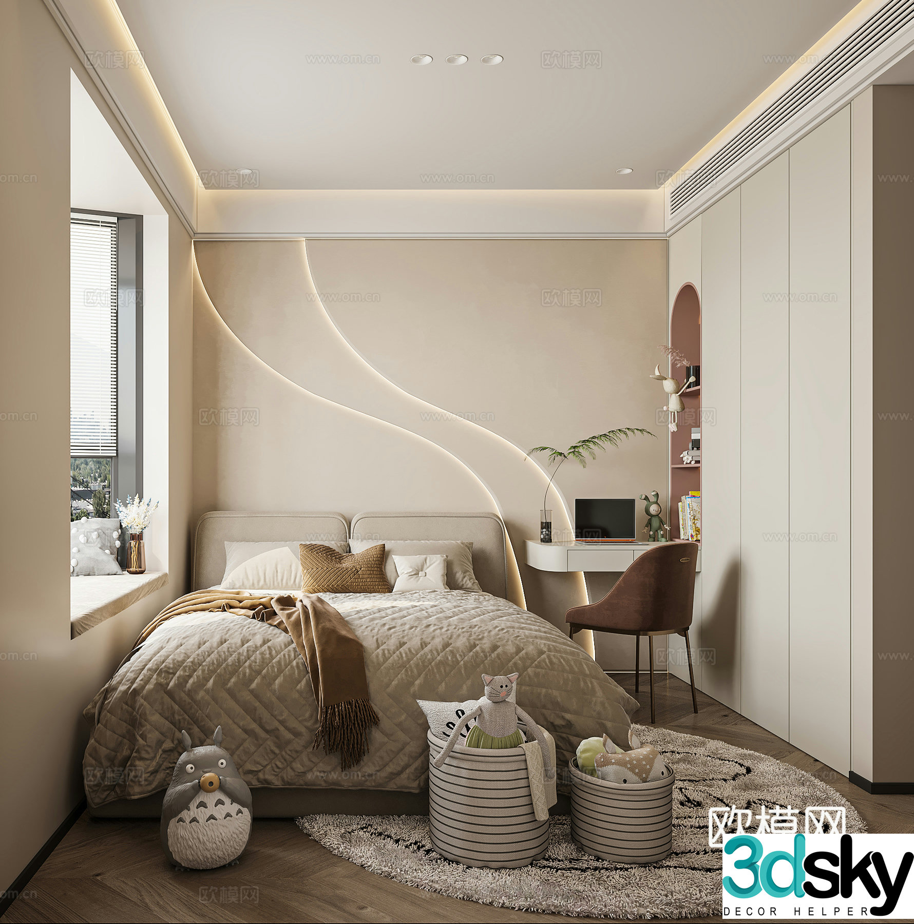 Creamy Style Children’s Room 3D Model