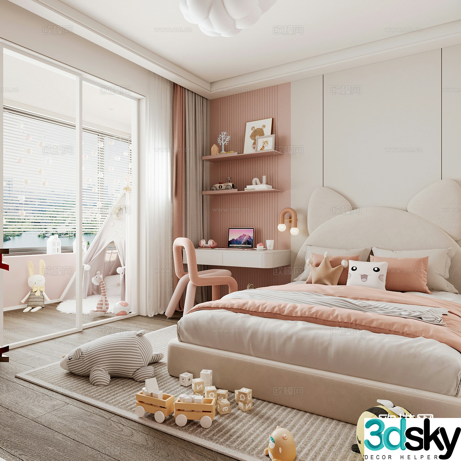 Modern children’s room boy’s room girl’s room children’s bed children’s wardrobe children’s desk 3d model
