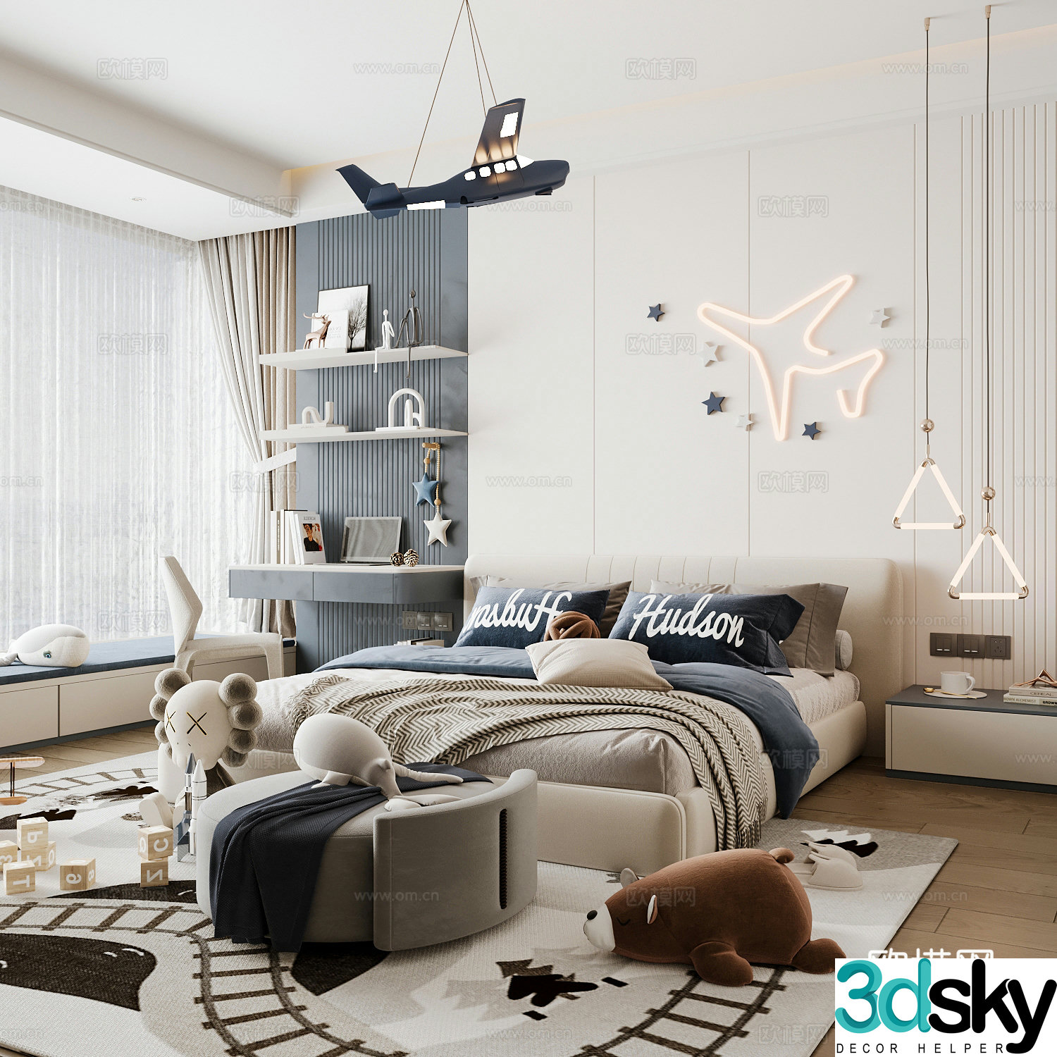 Modern children’s room boy’s room girl’s room children’s bed children’s wardrobe children’s desk 3d model