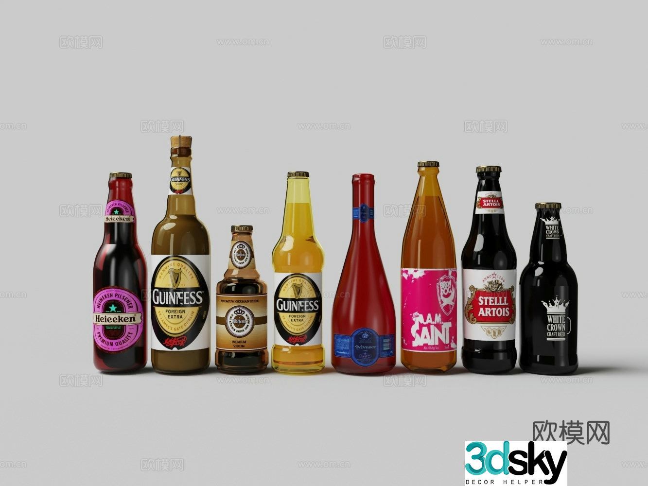 Modern wine bottle drink 3d model