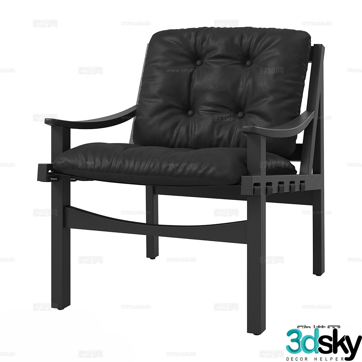 Middle -aged style casual chair 3D model